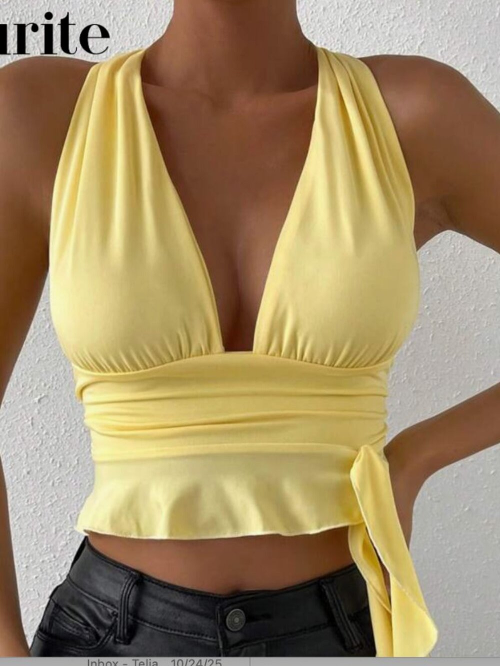 SHEIN Yellow Halter Crop Top